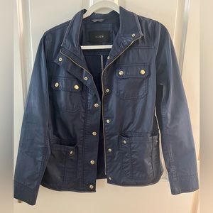 J crew waxed blue rain/ fall jacket
